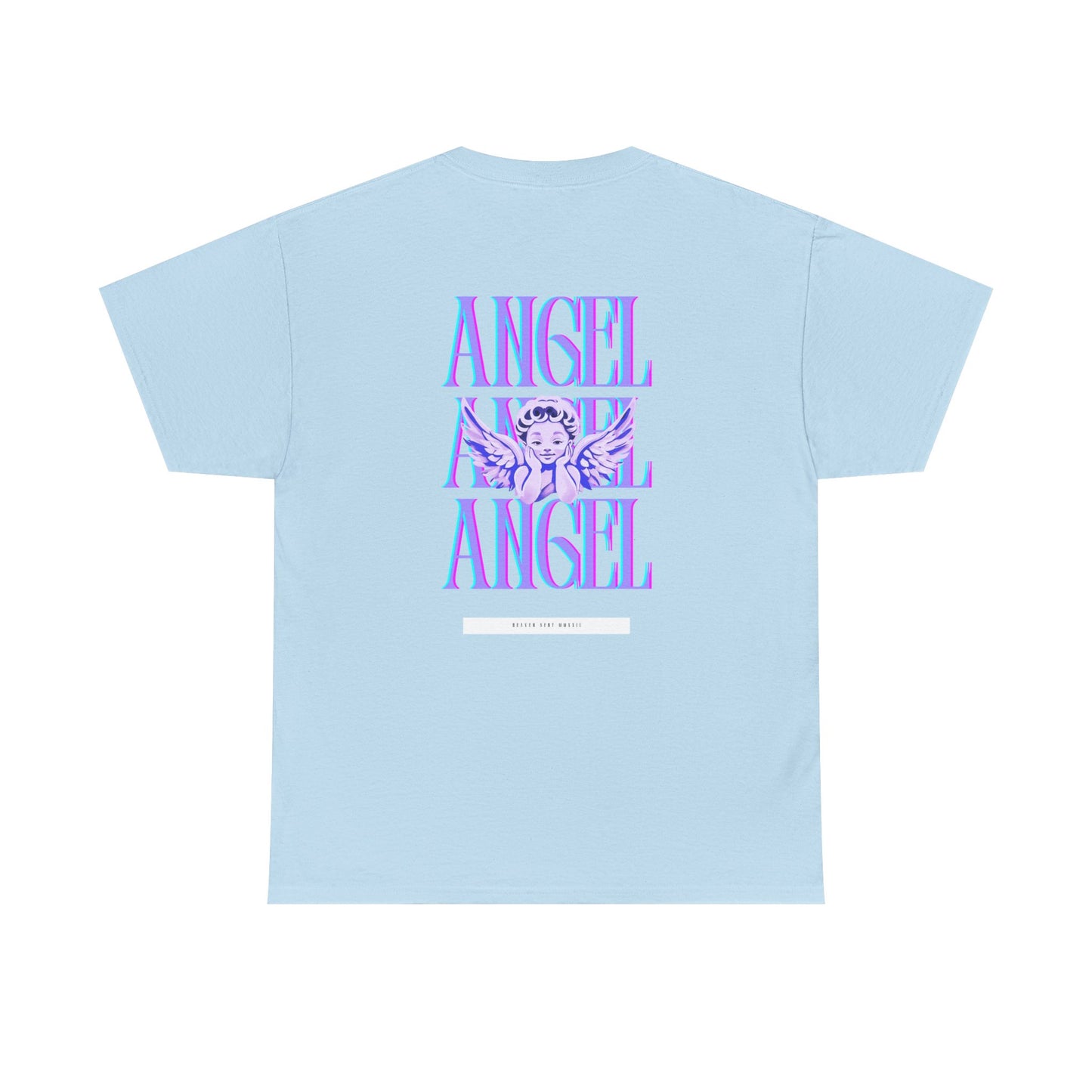 Angel Unisex Heavy Cotton Tee - Inspirational Graphic T-Shirt Purple