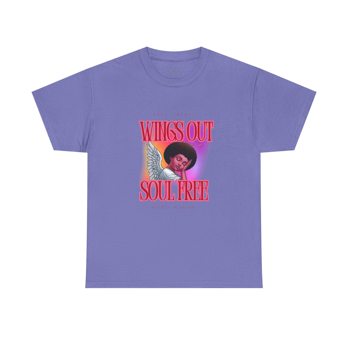 Wings Out Doubts Gone Angel -Unisex Heavy Cotton Tee - Inspirational Graphic T-Shirt