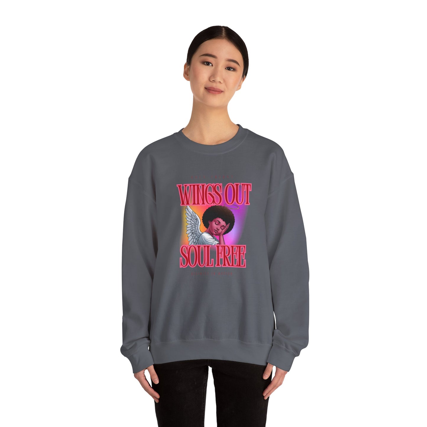 Wings Out Doubts Gone Unisex Heavy Blend™ Crewneck Sweatshirt - Comfortable Casual Wear for Every Occasion
