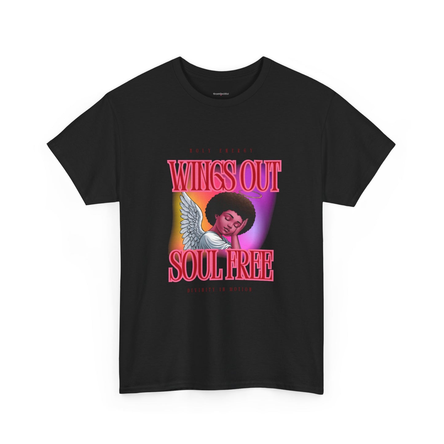 Wings Out Doubts Gone Angel -Unisex Heavy Cotton Tee - Inspirational Graphic T-Shirt