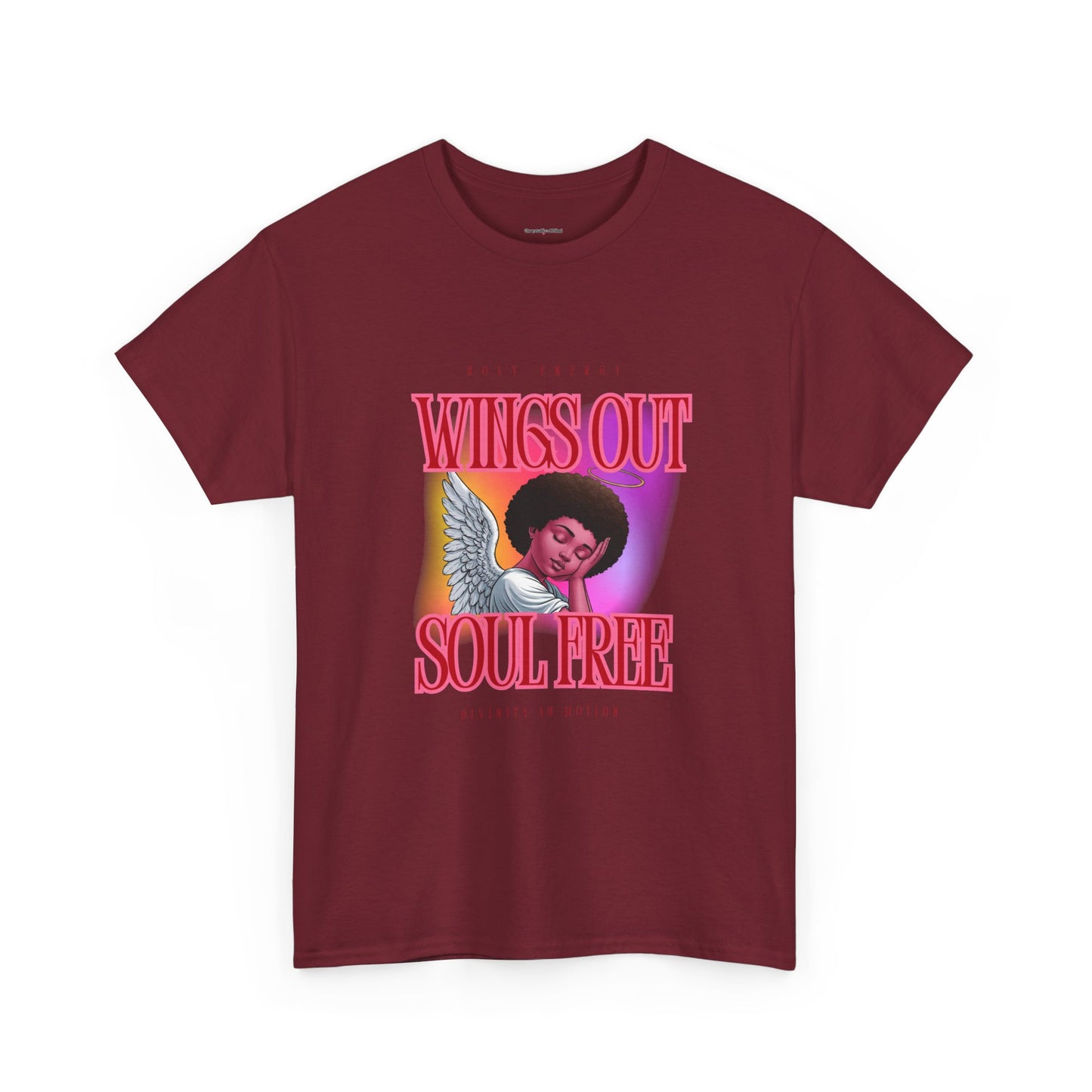 Wings Out Doubts Gone Angel -Unisex Heavy Cotton Tee - Inspirational Graphic T-Shirt
