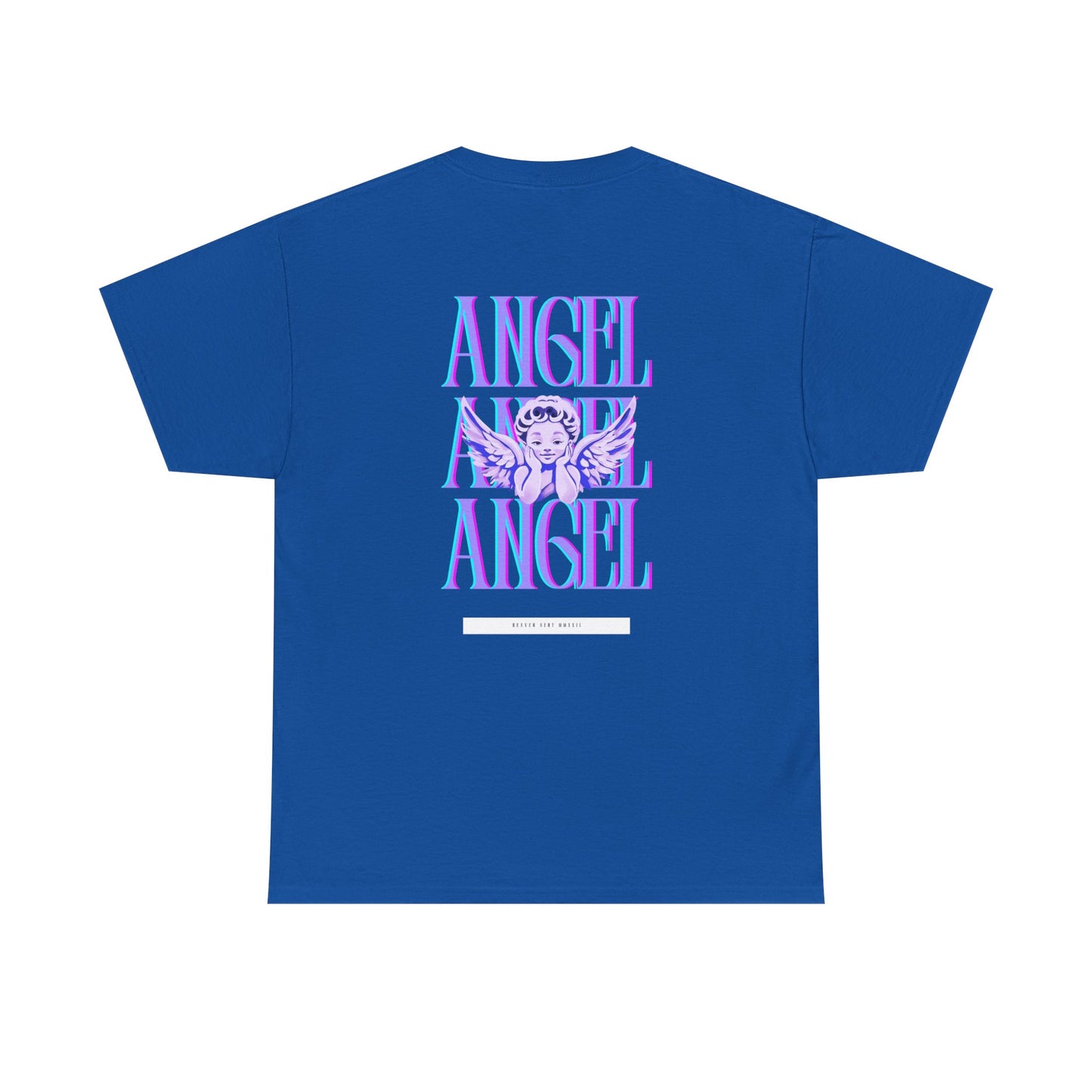 Angel Unisex Heavy Cotton Tee - Inspirational Graphic T-Shirt Purple