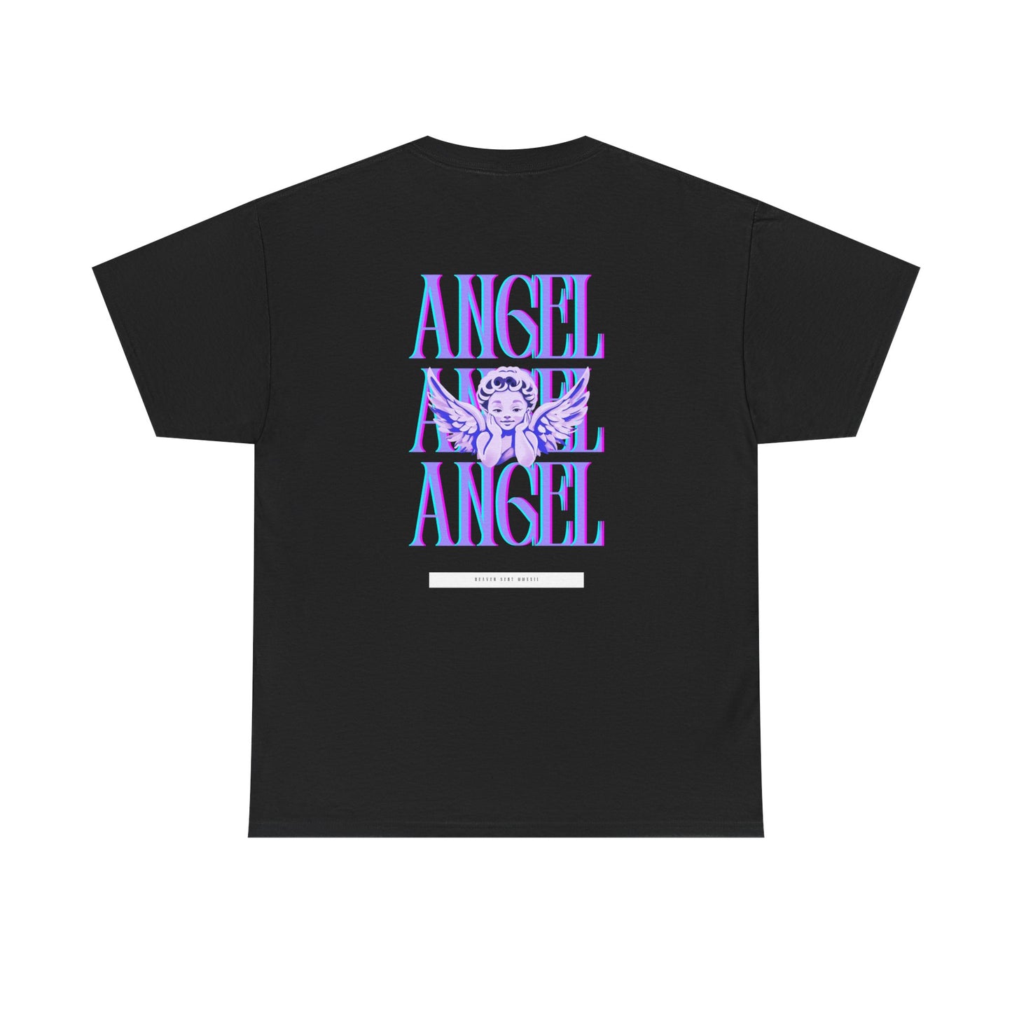 Angel Unisex Heavy Cotton Tee - Inspirational Graphic T-Shirt Purple