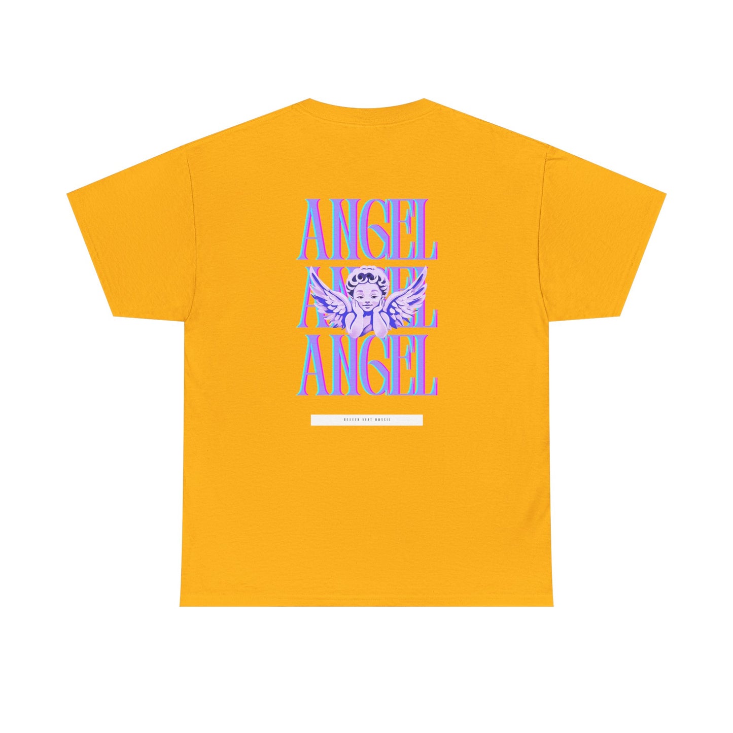 Angel Unisex Heavy Cotton Tee - Inspirational Graphic T-Shirt Purple
