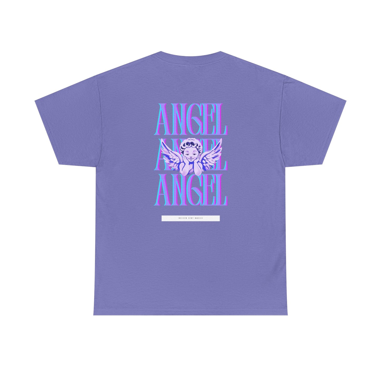 Angel Unisex Heavy Cotton Tee - Inspirational Graphic T-Shirt Purple