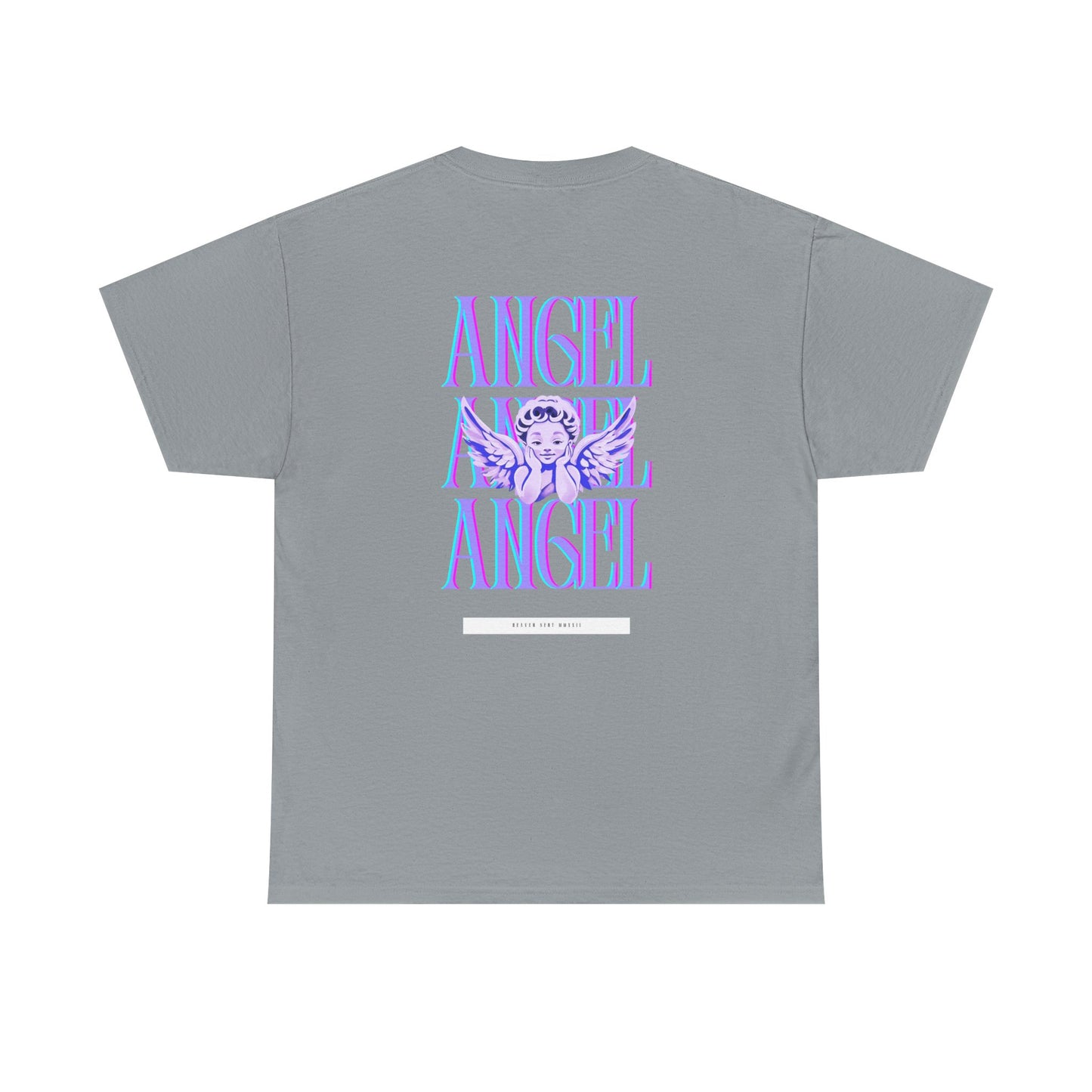 Angel Unisex Heavy Cotton Tee - Inspirational Graphic T-Shirt Purple