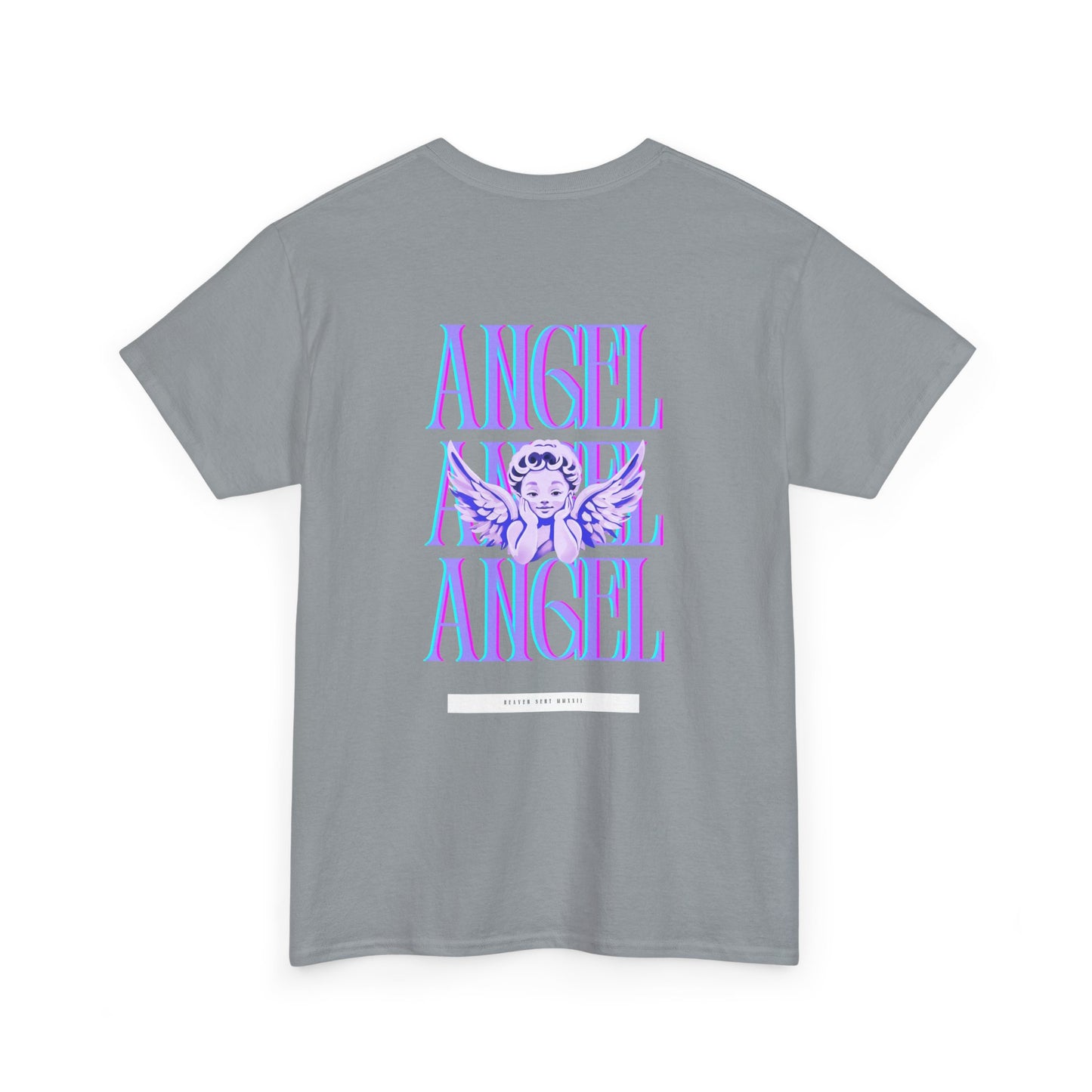 Angel Unisex Heavy Cotton Tee - Inspirational Graphic T-Shirt Purple