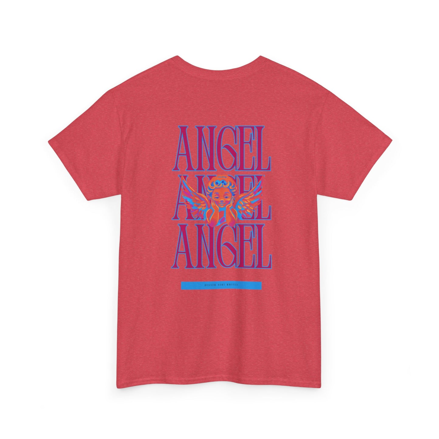 Angel Unisex Heavy Cotton Tee - Inspirational Graphic T-Shirt Pink