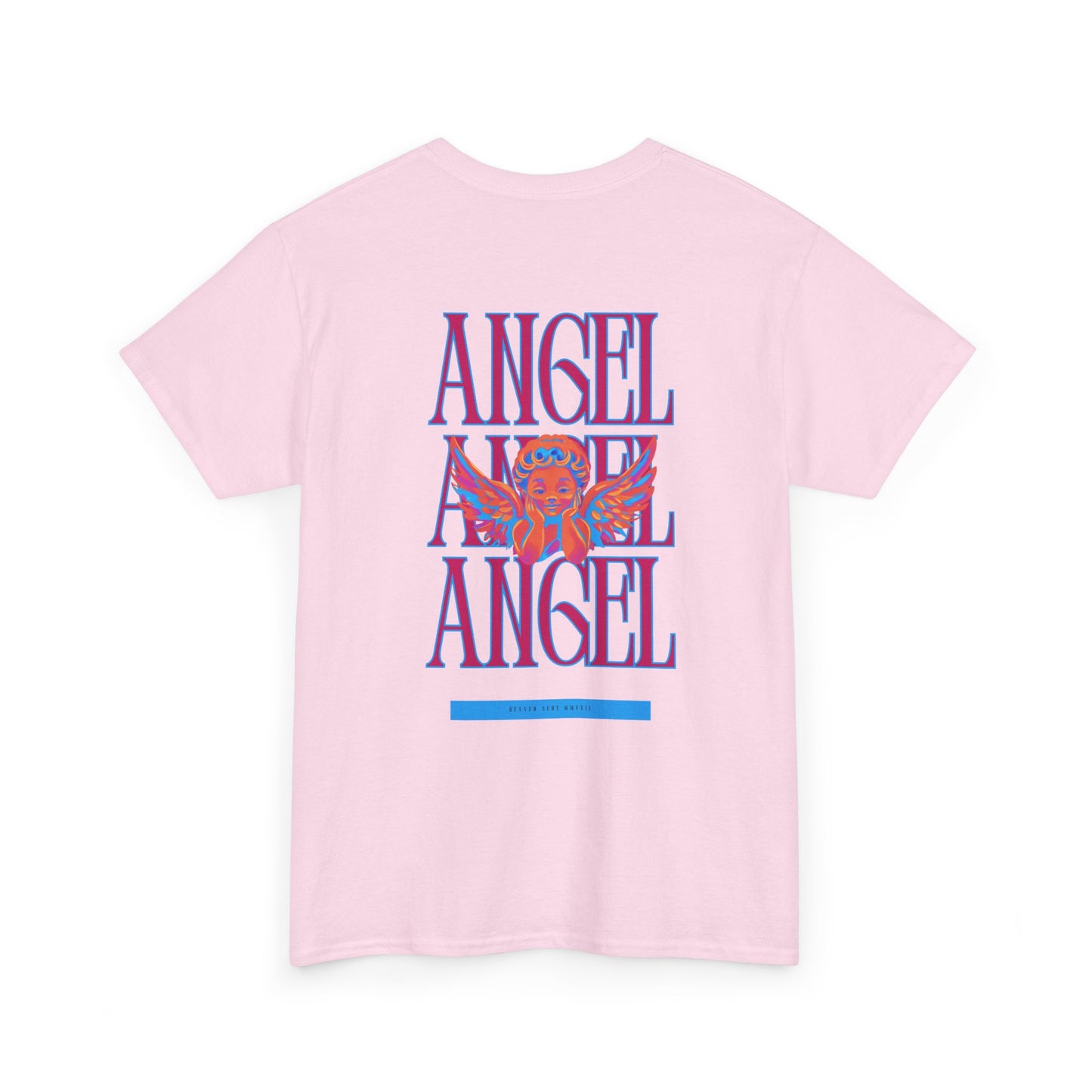 Angel Unisex Heavy Cotton Tee - Inspirational Graphic T-Shirt Pink