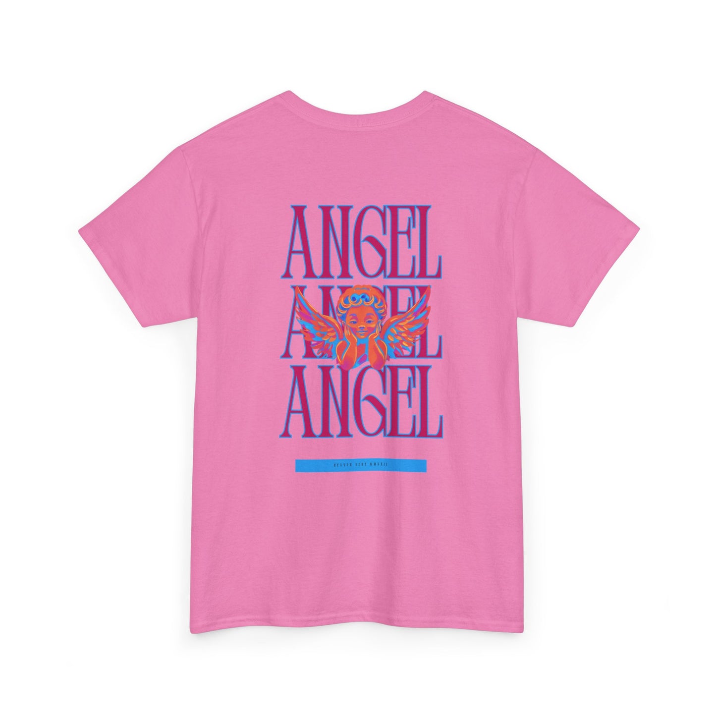 Angel Unisex Heavy Cotton Tee - Inspirational Graphic T-Shirt Pink
