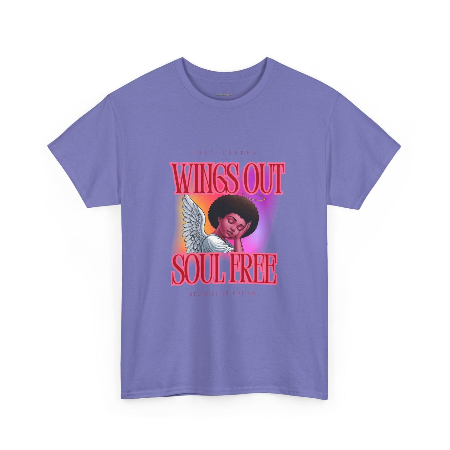 Wings Out Doubts Gone Angel -Unisex Heavy Cotton Tee - Inspirational Graphic T-Shirt