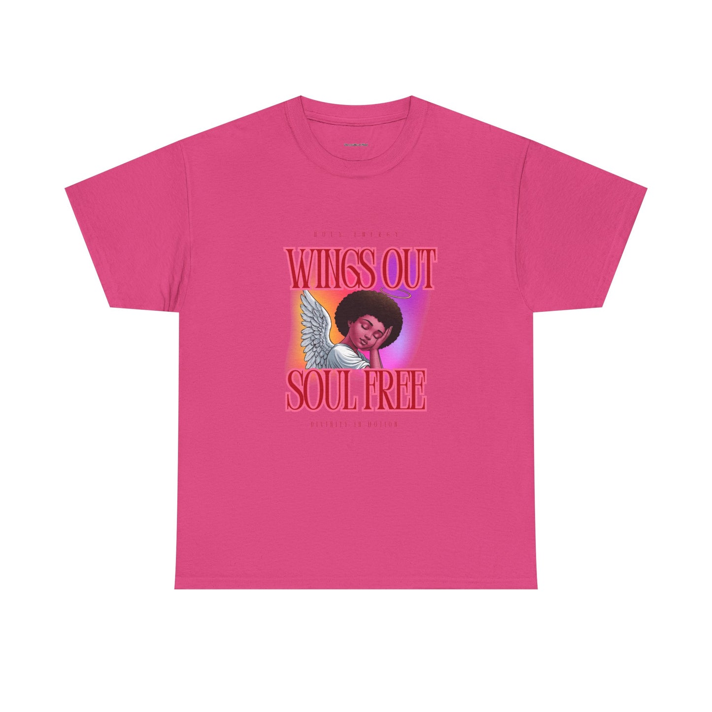 Wings Out Doubts Gone Angel -Unisex Heavy Cotton Tee - Inspirational Graphic T-Shirt