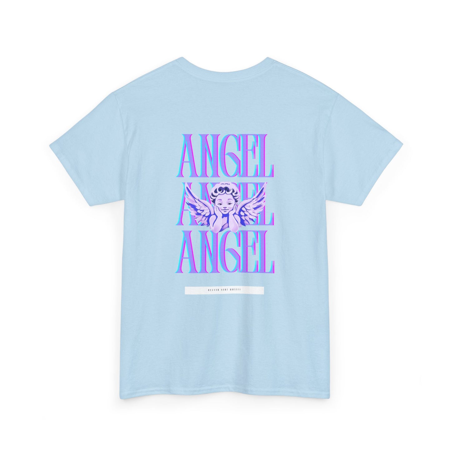Angel Unisex Heavy Cotton Tee - Inspirational Graphic T-Shirt Purple