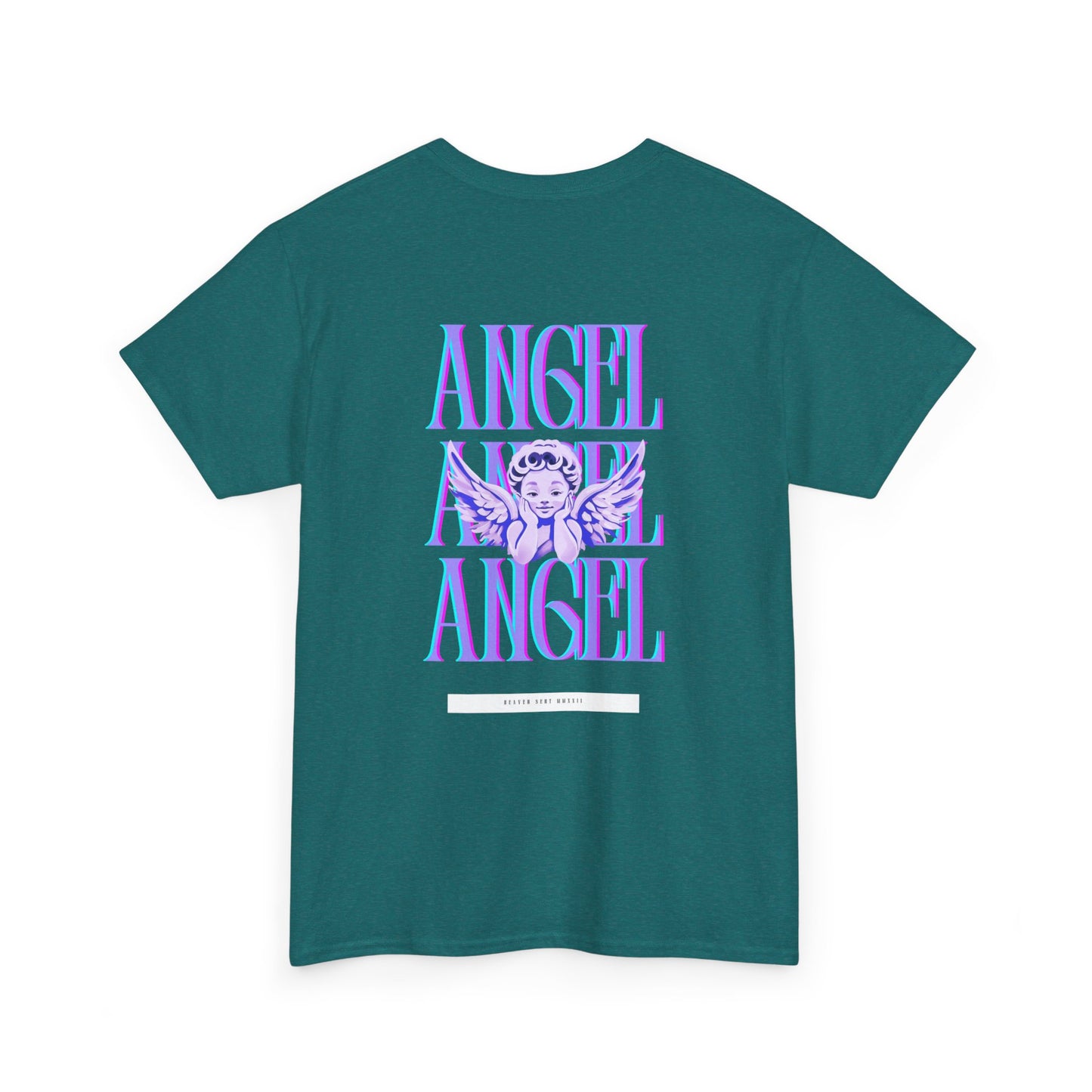 Angel Unisex Heavy Cotton Tee - Inspirational Graphic T-Shirt Purple