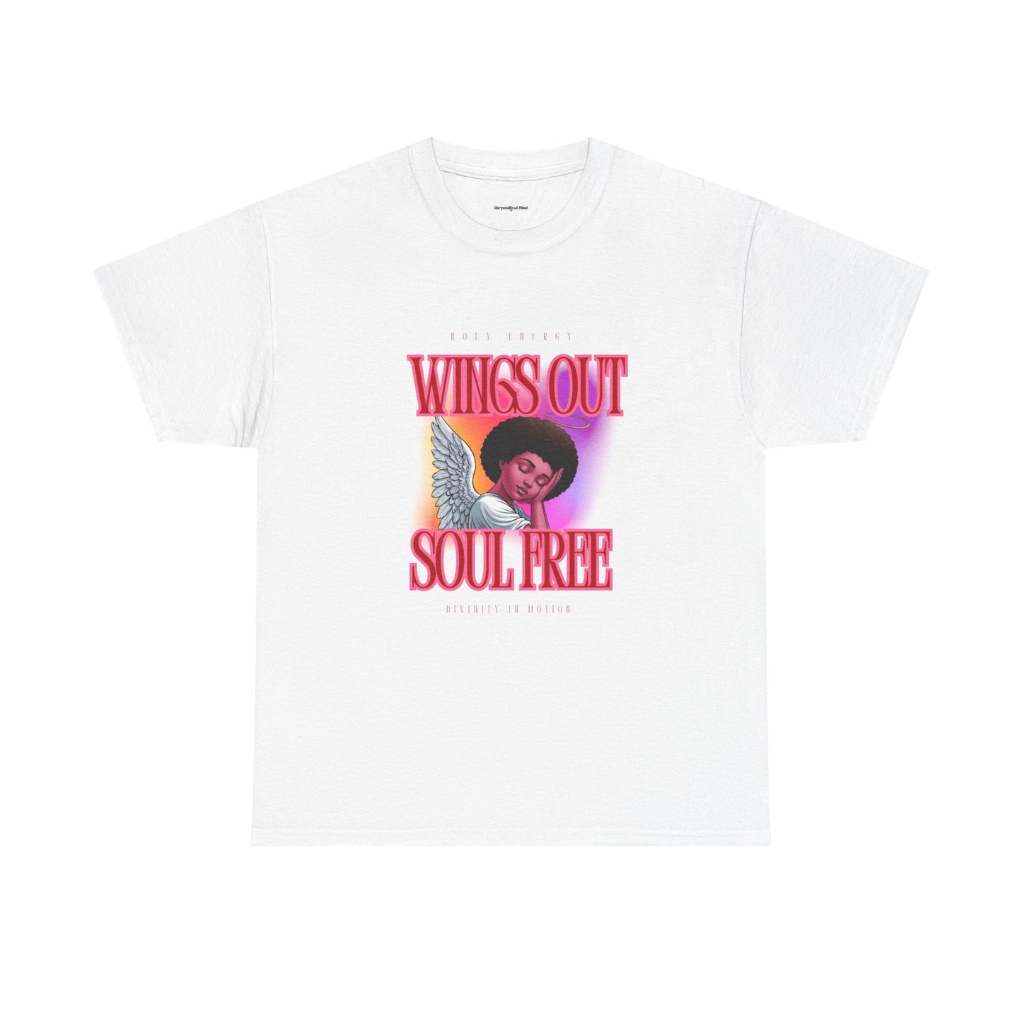 Wings Out Doubts Gone Angel -Unisex Heavy Cotton Tee - Inspirational Graphic T-Shirt