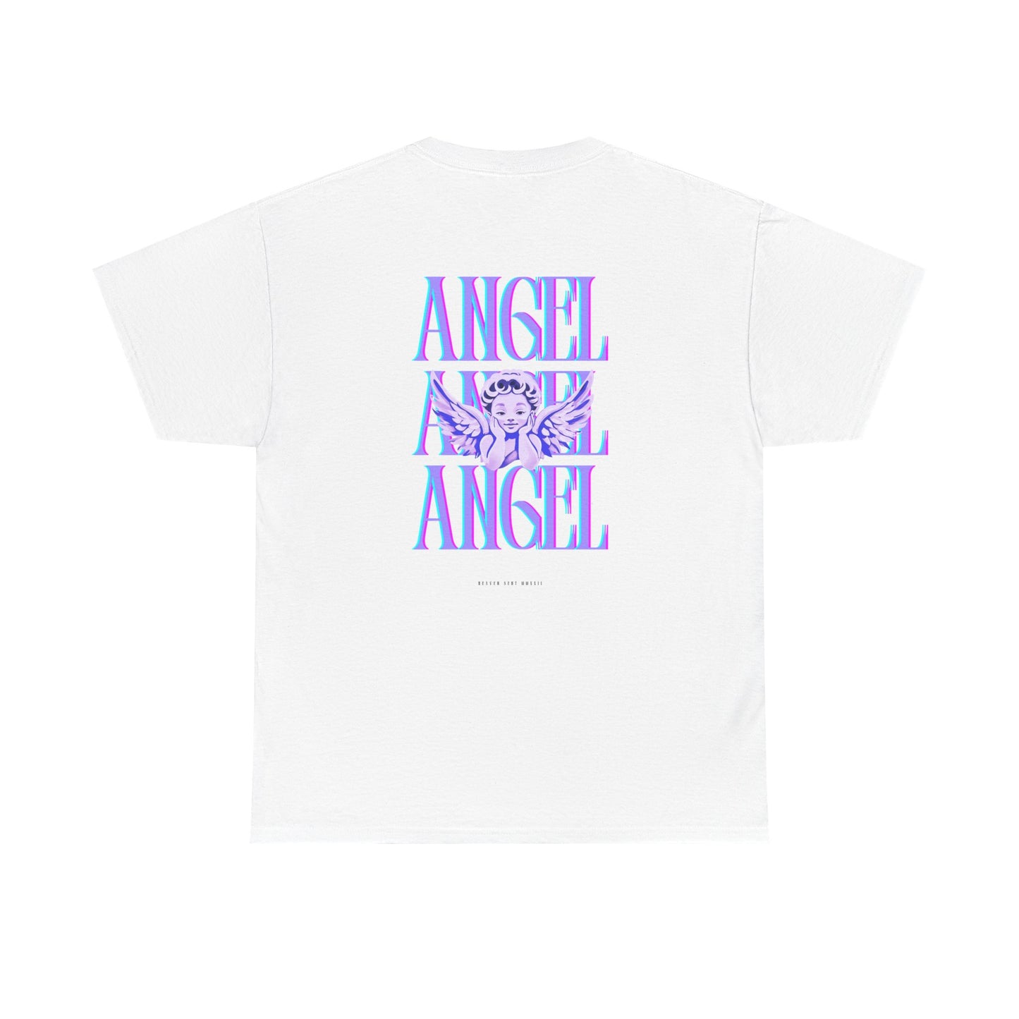 Angel Unisex Heavy Cotton Tee - Inspirational Graphic T-Shirt Purple