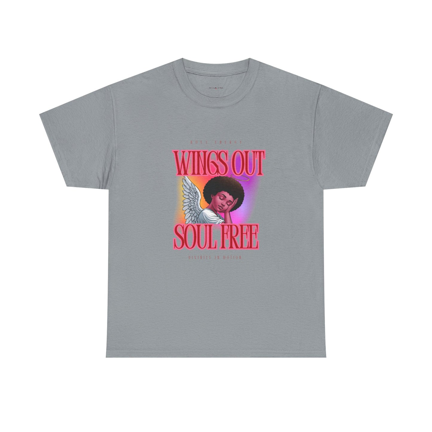 Wings Out Doubts Gone Angel -Unisex Heavy Cotton Tee - Inspirational Graphic T-Shirt