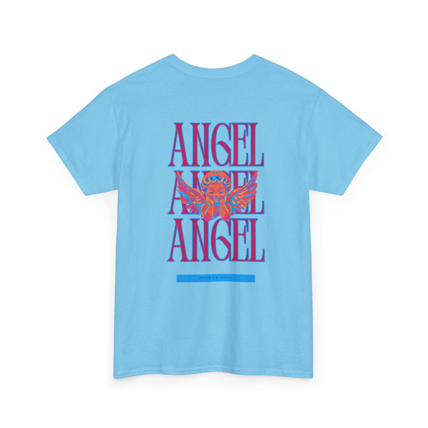 Angel Unisex Heavy Cotton Tee - Inspirational Graphic T-Shirt Pink
