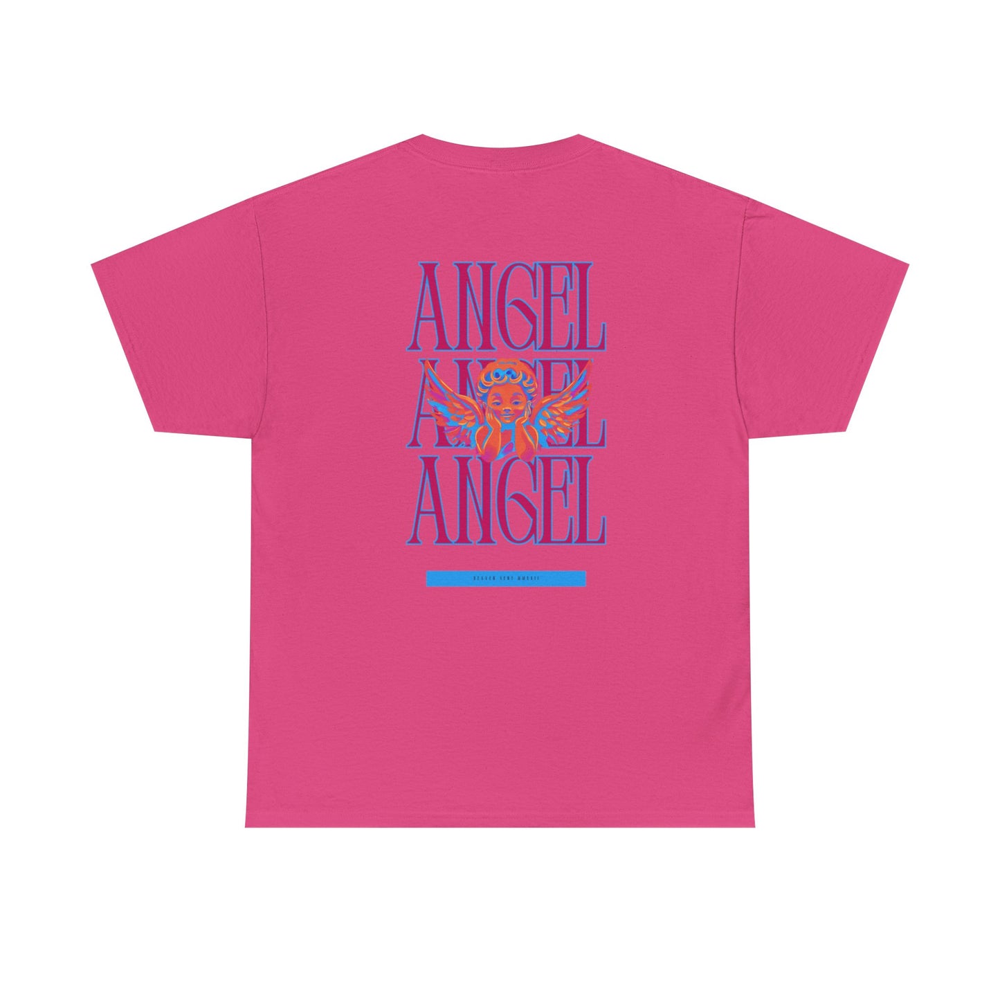 Angel Unisex Heavy Cotton Tee - Inspirational Graphic T-Shirt Pink
