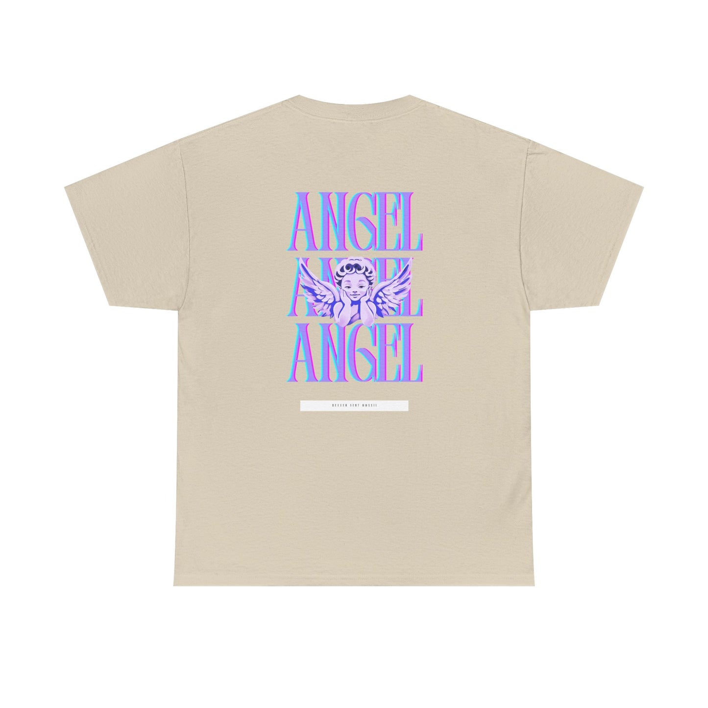 Angel Unisex Heavy Cotton Tee - Inspirational Graphic T-Shirt Purple
