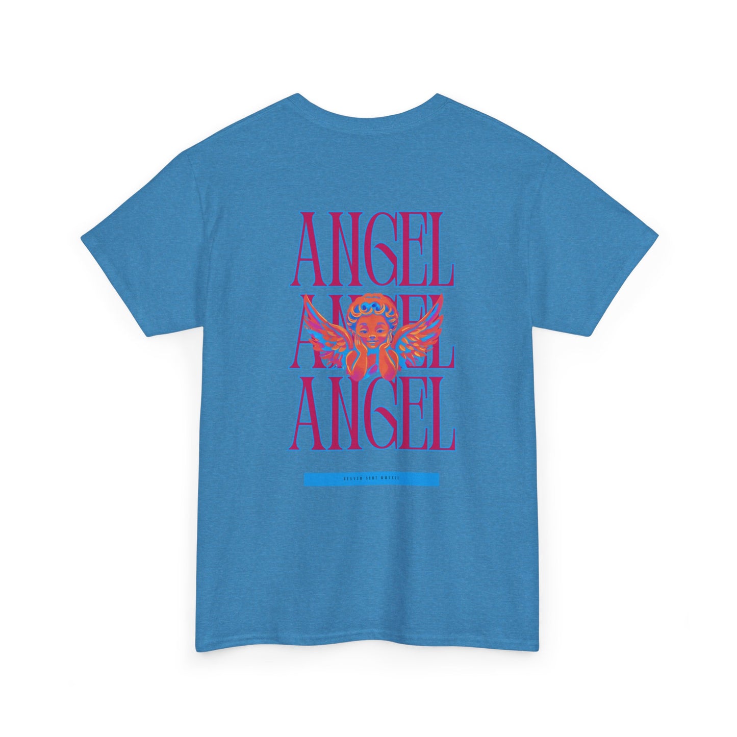 Angel Unisex Heavy Cotton Tee - Inspirational Graphic T-Shirt Pink