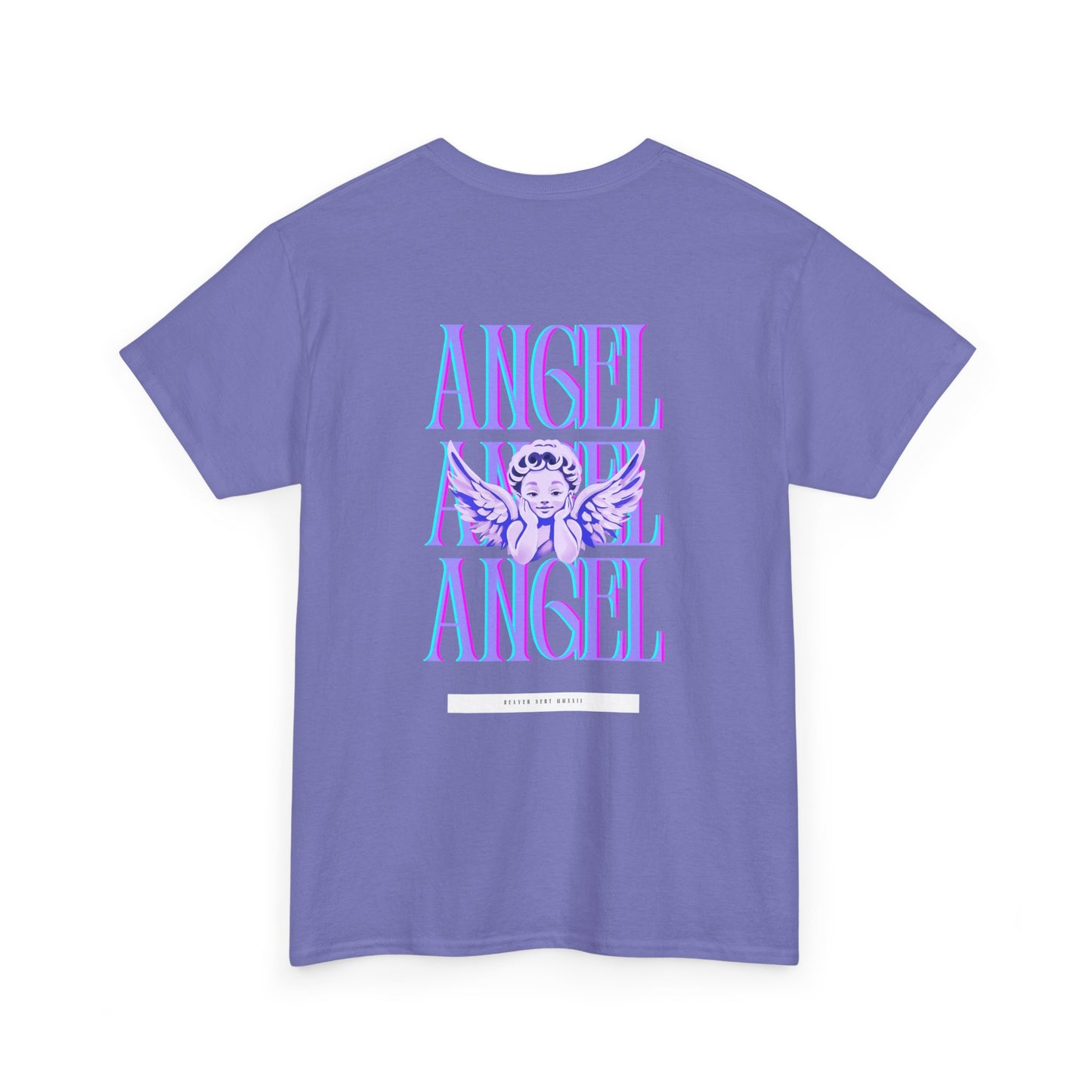 Angel Unisex Heavy Cotton Tee - Inspirational Graphic T-Shirt Purple
